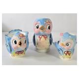 Lefton Bluebird Musical Teapot, Creamer & Planter