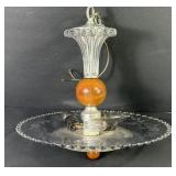 Early American Etched Hobnail Glass Chandelier