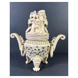 Antique Chinese Ivory Buddhist Lion Urn