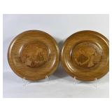 Latvian DP Handiwork Inlay Scenic Platters