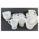 Macbeth Evans Monax Glass Cups, Saucers, Creamers+