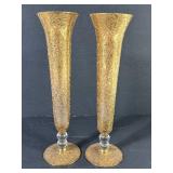 Imperial Candlewick Encrusted Gold Glass Flutes