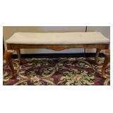 Queen Anne Style Upholstered Wood Bench