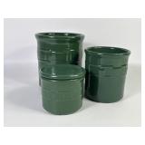 Longaberger Pottery Green Crocks & Jar