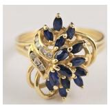 14k Diamond & Sapphire Cluster Ring (8)