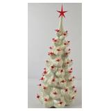 White Cardinal Ceramic Christmas Tree