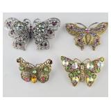 Vintage Rhinestone Butterfly Brooches (4)