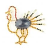 Thanksgiving Rhinestone Turkey Brooch