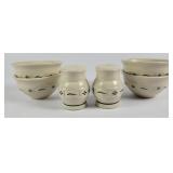 Longaberger Pottery Salt & Pepper & Bowls (6)