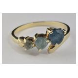 14k Teal Gemstone Swirl Ring (6.5)