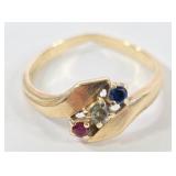 10k Red, White, Blue Gemstone Ring (6)