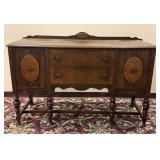 Antique Jacobean Walnut Veneer Sideboard Buffet