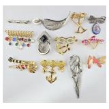 Costume Rhinestone & Pewter Brooches (11)