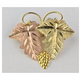 Landstrom's 10K Black Hills Gold Leaves/Grape Pin