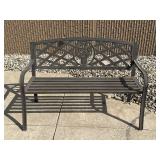 Antiqued Metal Rose Garden Bench