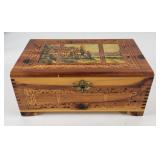 Carved Wood Landscape Mirrored Jewelry Box