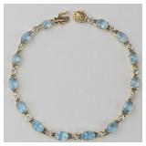 10k Diamond & Blue Topaz Tennis Bracelet