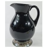 Black Ceramic Pitcher w/ Sterling Base