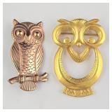 Copper Owl & Art Deco Owl Brooches (2)
