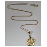 14K Yellow Gold Plumeria Pendant & 10k Chain