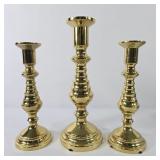 Brass Beehive-Style Candlestick Holders (3)