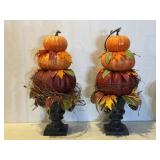 Stacked Halloween Pumpkins Topiaries (2)