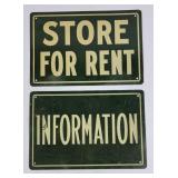 Store For Rent & Information Signs
