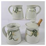 Dick Lehman Pottery Sugar & Creamer w/ Mugs