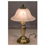 Brass Table Lamp w/ Frosted Swirl Glass Shade