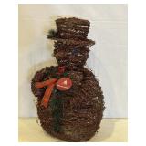 23 Inch Natural Rattan Christmas Snowman