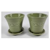 Longaberger Pottery Peony Flower Pot & Saucers