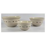 Longaberger Pottery Stacking Mixing Bowls (3)