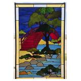 Stained Leaded Glass Asian Garden Window Panel