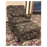 Floral Upholstery Club Chair & Ottoman
