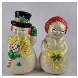 Ceramic Bisque Mr. & Mrs. Christmas Snowmen