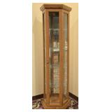 Lighted Wood Corner Curio Cabinet