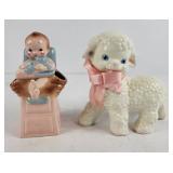 Ceramic Baby & Lamb Figurines