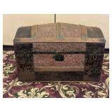 Antique Pressed Tin Dome Top Steamer Trunk