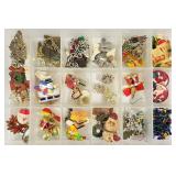 Christmas Santas, Snowmen, Pins, Earrings +