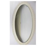 White Ornate Wood Oval Wall Mirror