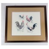 Roosters Lithograph By A. Williams Signed
