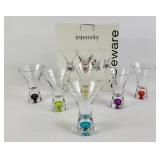 Colored Bubble Base Martini/Cocktail Glasses (6)