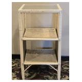 White Wicker 3-Shelf Lamp Stand