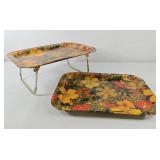 1960's Floral Folding Metal Serving Tray (2)