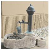 Stone & Metal Fountain w/ Bird Accents