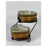 Longaberger Sweetheart Love Baskets & Stand Set