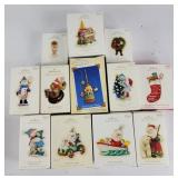 Snowmen, Santa, Angels+ Christmas Ornaments (12)