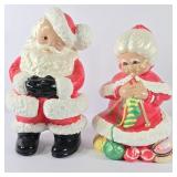Ceramic Santa & Mrs. Claus Statues (2)