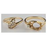 14k Diamond Cluster Ring & Semi- Mount Setting