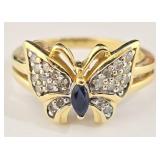 10k Diamond & Sapphire Butterfly Ring (7)